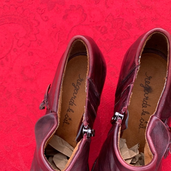 Regarde Le Ciel leather heeled ankle bootie size 40 8.5 spring summer tassel - Picture 13 of 14